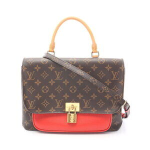 Louis Vuitton Marignan Coquelicot Red Handbag Leather Brown